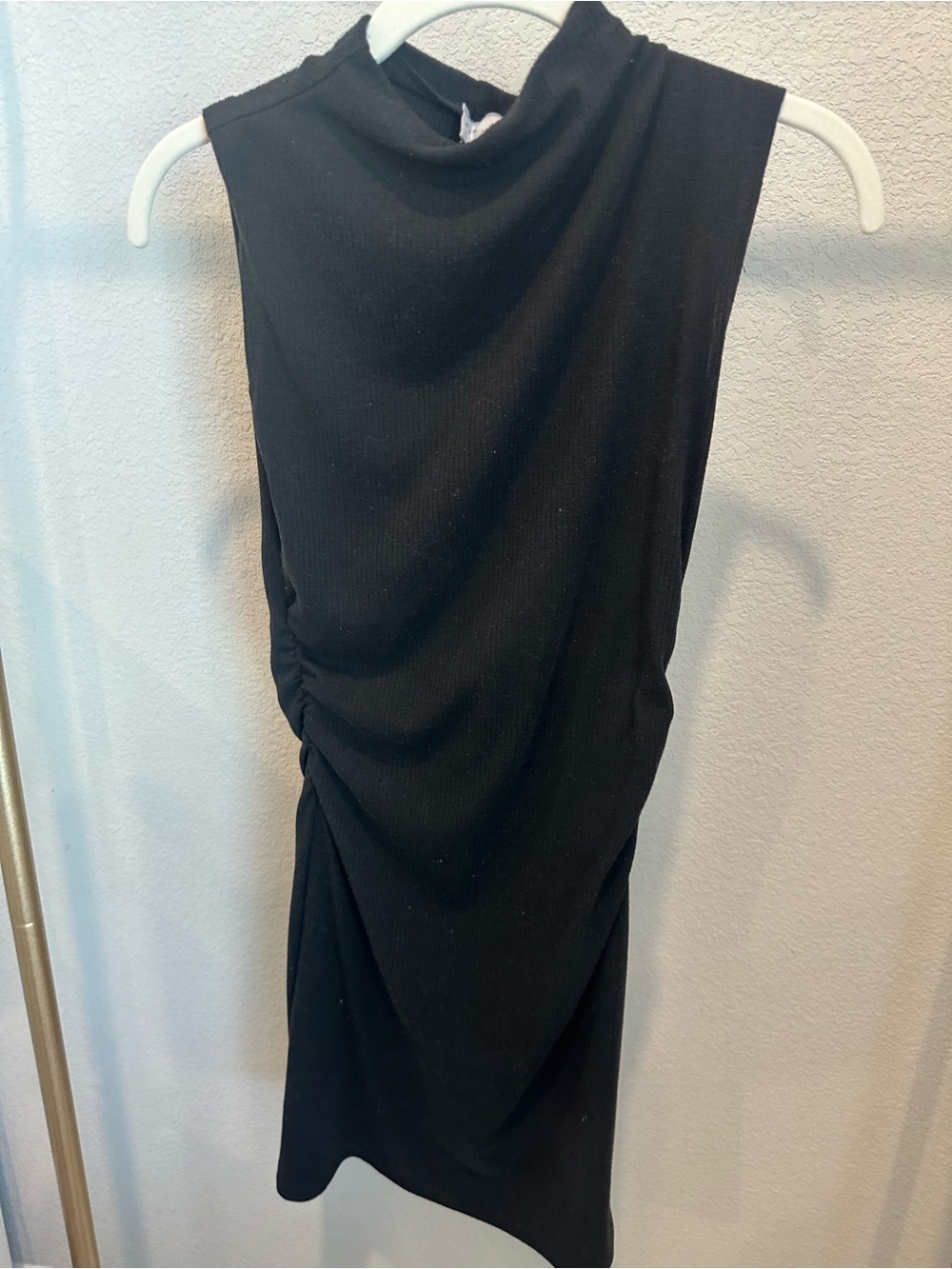 Sleeveless Black Ruched Dee Elly Mini Dress